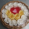 basket  packed soap flower and transparent soap